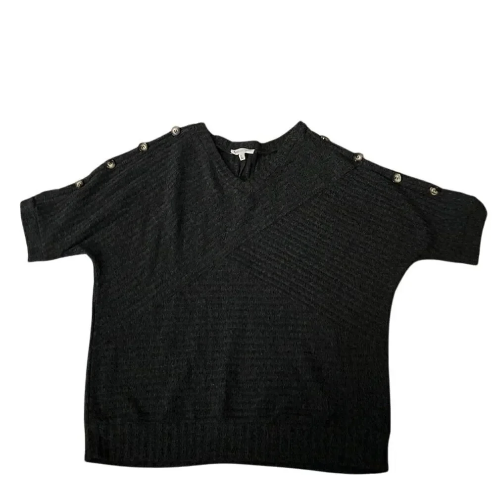 Parallel Skies Women's XL dark gray Short Sleeve Sweater Button Detail 172